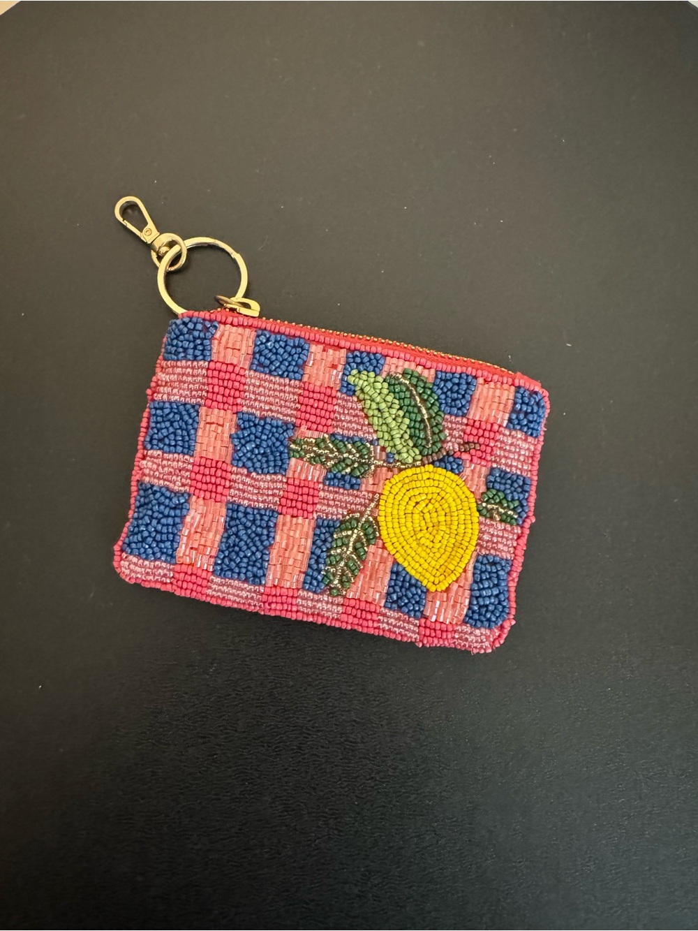 Anthropologie Coral Red Lined Coinpurse